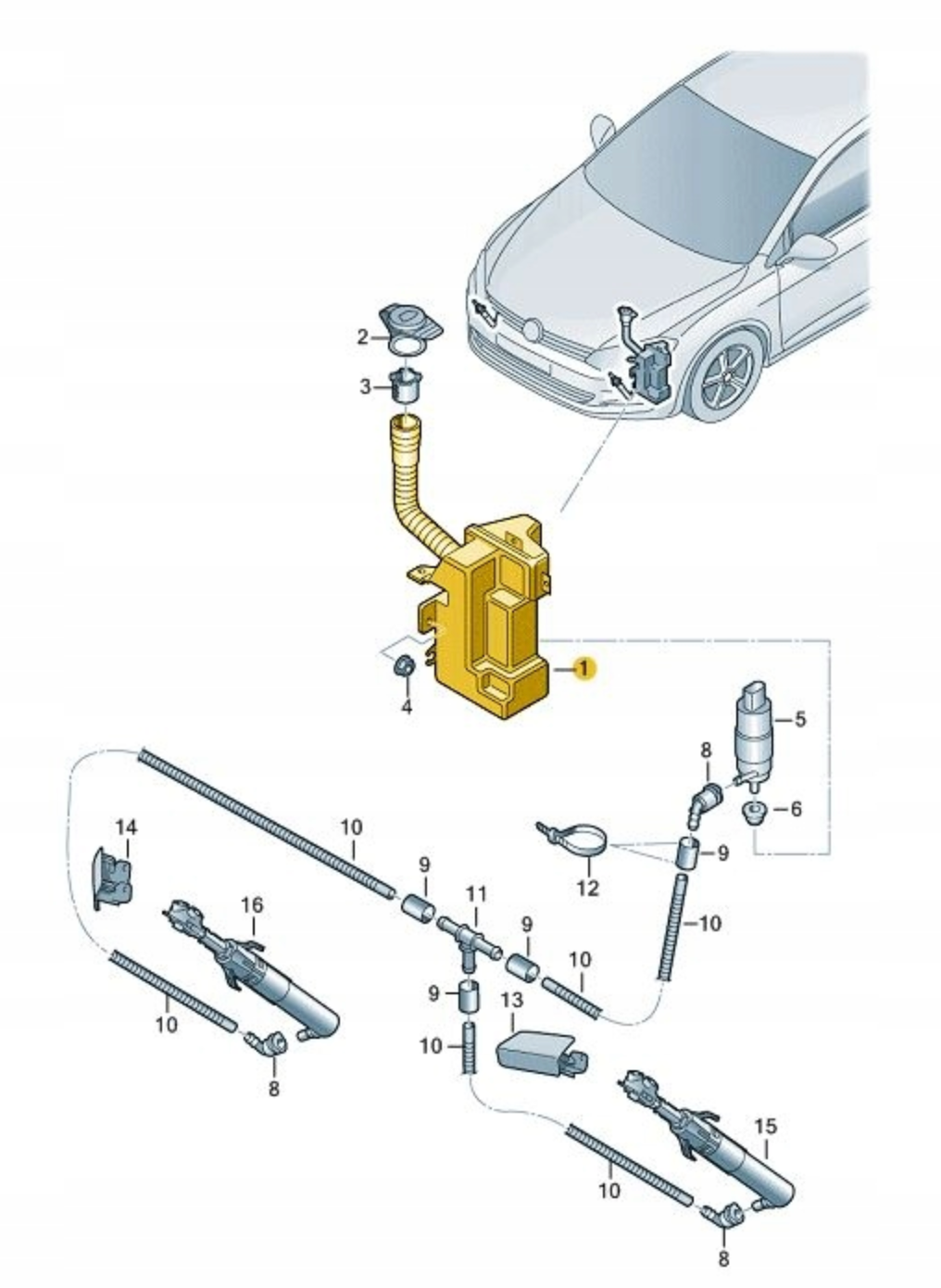 NEW ORIGINAL WASHER RESERVOIR VW GOLF VII 5G0955453AE