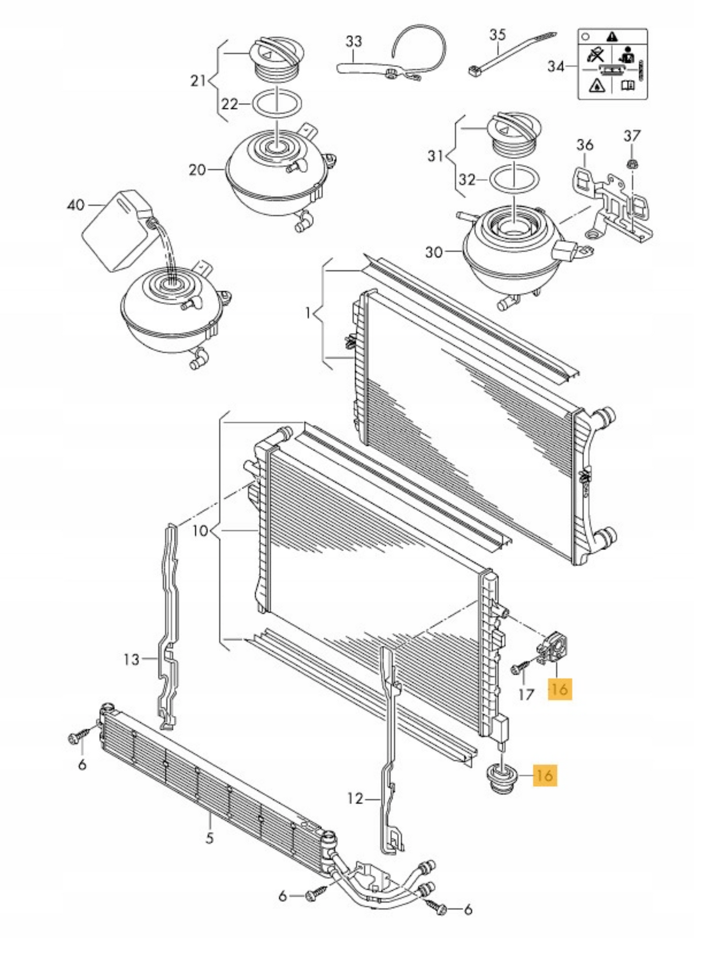 MOUNTING KIT 2X RADIATOR MOUNTS SKODA AUDI VW SEAT 2x 5Q0121367 + 2 xB11362